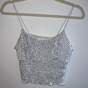White and Black floral Polka Dot Women's Top
